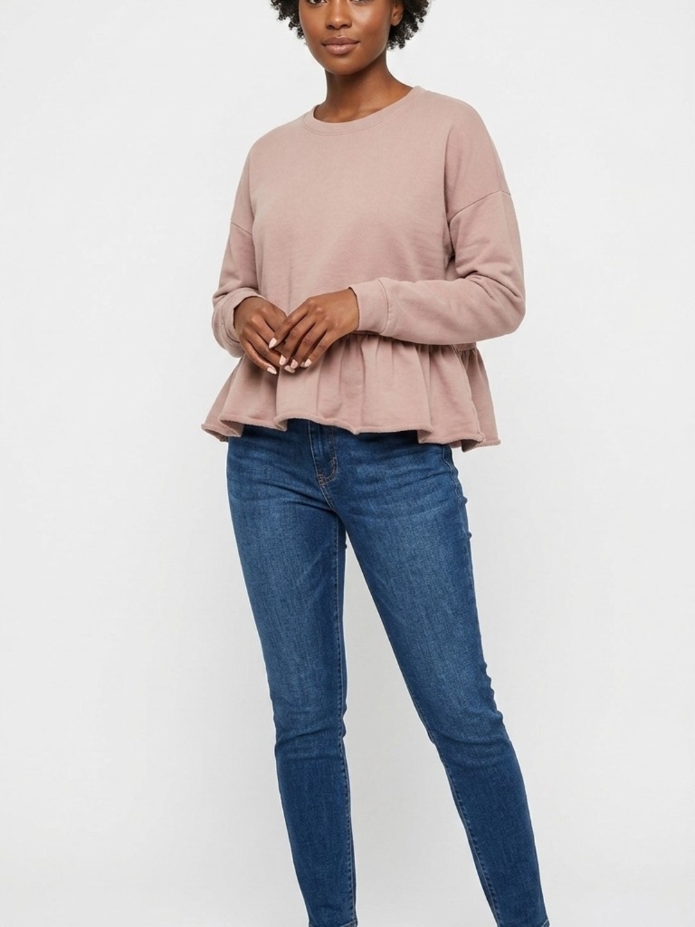 Wishlist Peplum Sweatshirt in Dusty Rose